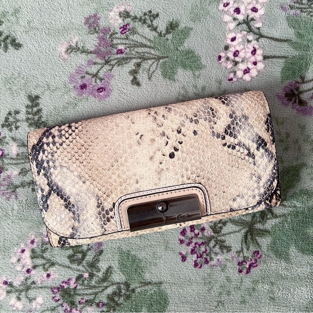 Coach Kristin Python Leather Metallic Embossed Sl… - image 1